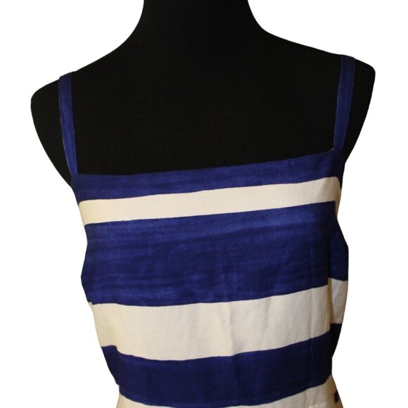 Ann Taylor Dress LOFT Nautical Blue Stripe Summer Women’s Size 14 NWT's - Picture 4 of 16